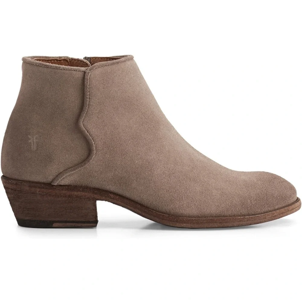 Frye Carson Piping Booties for Women Tan Suede 7.5 GUC